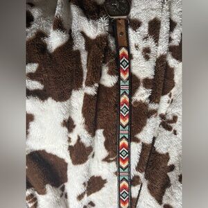 children’s tribal western belt with gold and silver buckle